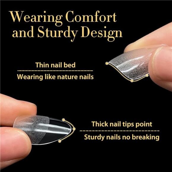 UNA GELLA Almond Gel Nail Tips 600 Pcs Pre-filed Almond Nails Full Cover Press - Picture 5 of 8